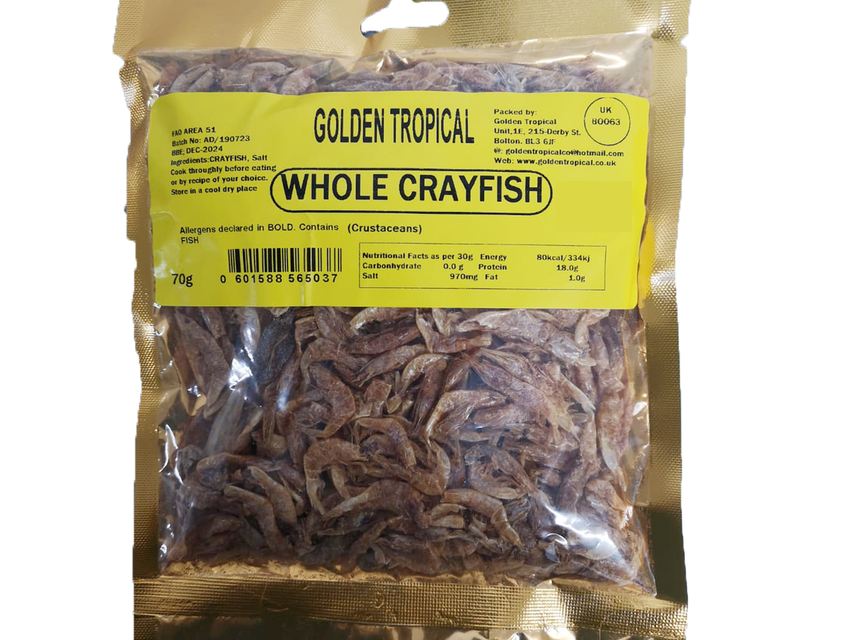 Whole Crayfish Premium Whole Smoked Crayfish, Perfect for Traditional Soups, Egusi, Afang, Vegetable, Clean, Stone-Free Golden Tropical